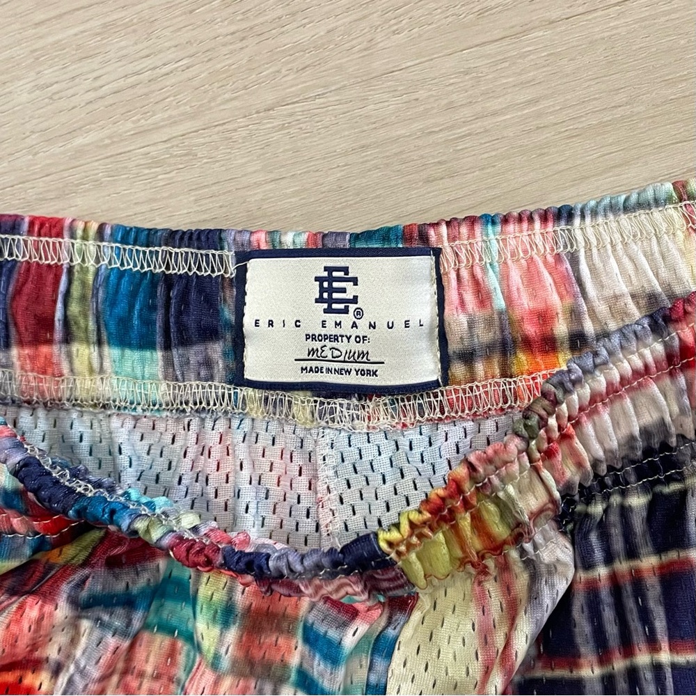 Worn Eric Emanuel Plaid Patchwork Multi-Color Mes… - image 2